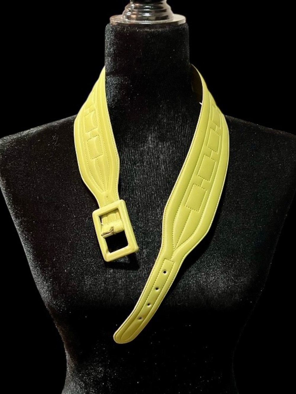 60's/70's - Avocado Green Plastic Buckle Belt - Size 29.5"